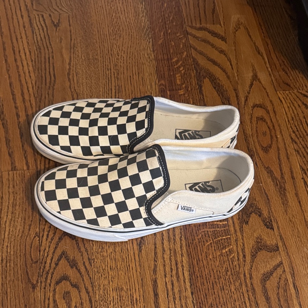 Vans Slip-On Checkerboard Canvas Loafers - Black & White